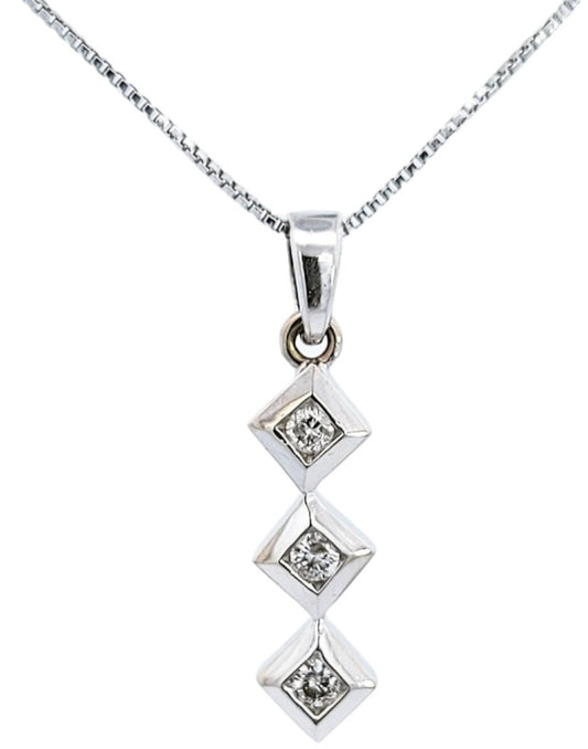 White Gold Three Diamonds Pendant.14k 1.35gr 0.1ct