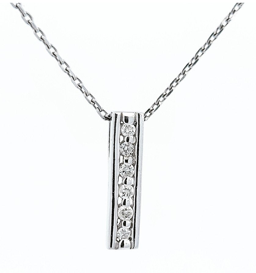 Platinum Necklace with 6 Diamonds. Pt850 4.7gr. TDW 0.12ct