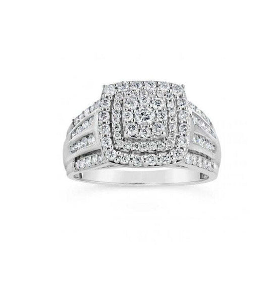 White Gold Triple Layer Halo Diamond Ring. 10k  4.3gr TDW: 1.00ct, VS FG