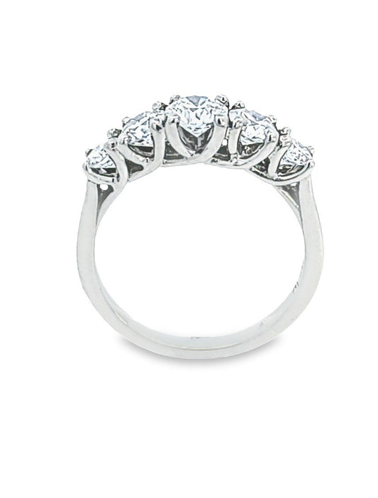 White Gold 5 Diamonds Ring. 3 central diamonds are GIA Certified. 5176569854 0.31ct F SI1. 1179670091 0.46CT G SI1 5176716341 0.3CT F SI1. TDW: 1.47CT. 4.3gr 19k