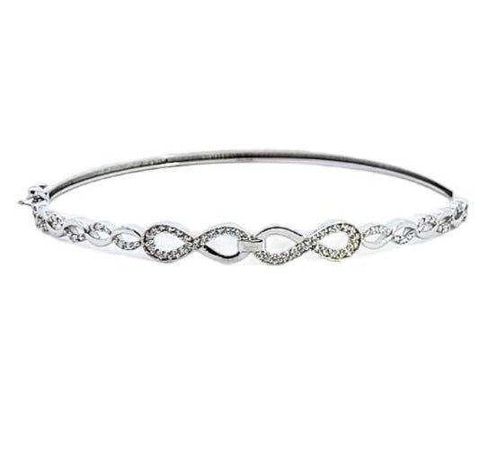White Gold Multiple infinity Design Diamond Bangle Bracelet TDW: 0.74ct VS GH 18k 7.48gr