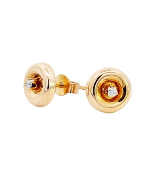 Yellow Gold Stud Diamond Round Shape Earrings 18k 3.3gr. TDW: 0.1ct