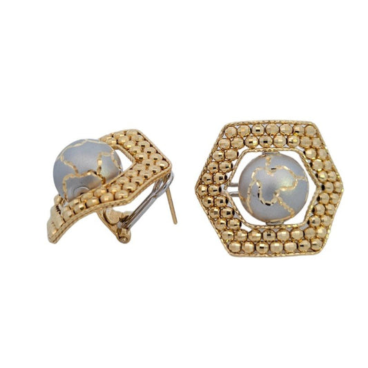 Yellow Gold Earth Design Earrings. 18k, 12.3gr