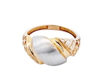 Two-tones Yellow and Matte White Gold Ring. 18k, 1.7gr
