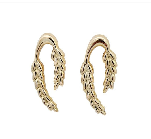 Yellow Gold Leaves Earrings. 18k, 2.8gr