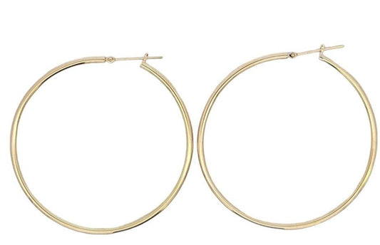Yellow Gold Large Classic Hoop Earrings. 18k, 3.13gr, 50mm