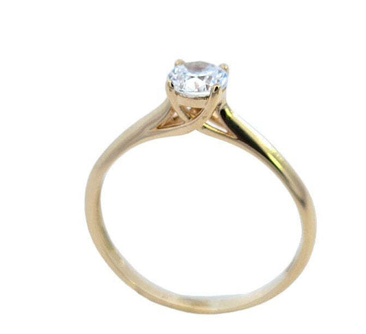 Yellow Gold Classic CZ Ring. 18k, 1.7gr