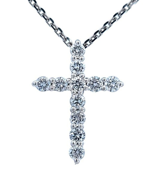 White Gold Diamond Cross Pendant. 18k, 0.62gr, TDW: 0.36ct, VS, EF