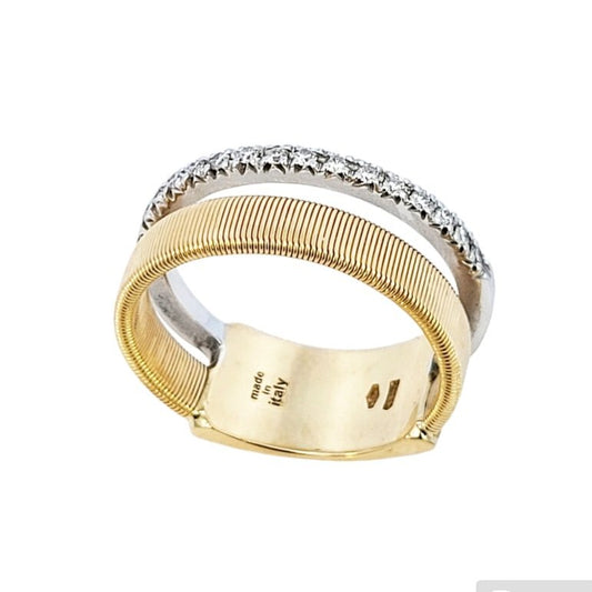 Yellow & White Gold Marco Bicego Masai Two Row Pavé Diamond Ring.