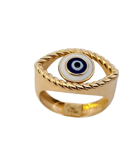 Yellow Gold Evil Eye Ring. 18k,3.4gr