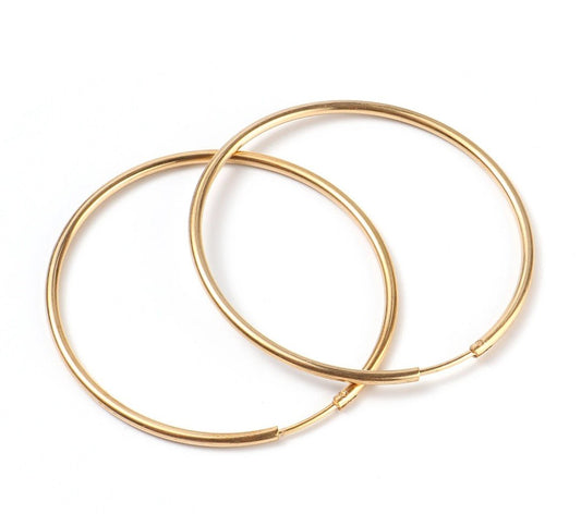 Yellow Gold Large Loop Earrings.18k