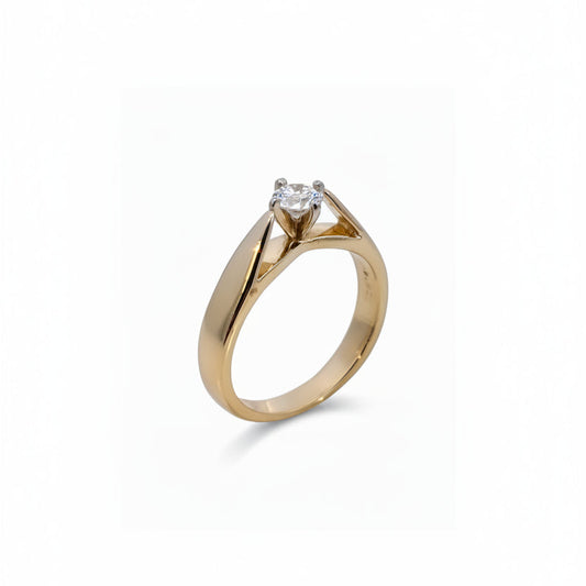 14K Yellow Gold Solitaire 0.30ct Diamond Ring