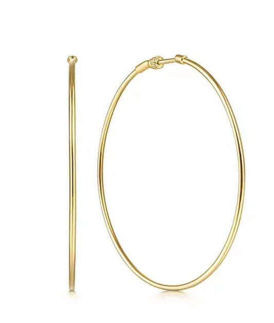 Yellow Gold Large Hoop Earrings. 18k, 7.3gr, 65mm