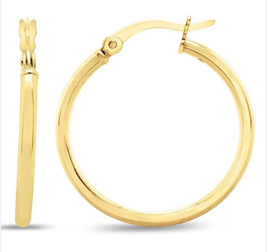 Yellow Gold Loop Earrings. 14k, 1.06gr, 20mm