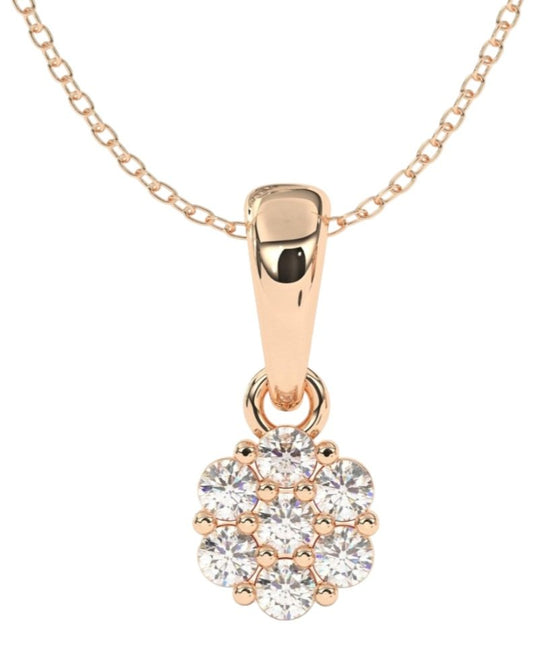 Yellow Gold Cluster Diamond Pendant. 18k, 0.6gr, TDW: 0.15ct, VS, FG