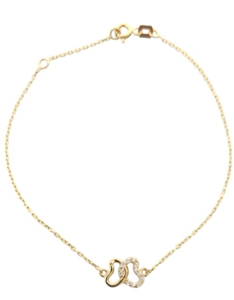 Yellow Gold Bracelet  with butterfly setting with Cubic Zirconia, 14k,  6 1/2 to 7 1/2 Inches Adjustable