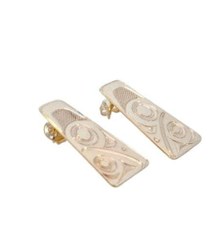 Yellow Gold First Nation Art Earrings. 14k, 3.6gr
