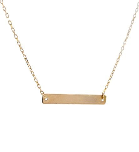 Yellow Gold Engravable Bar Necklace. 18k 5.05gr 16"