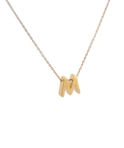 Yellow Gold Initial Necklace, Letter M, 18k, 16 to 18 Inches Adjustable chain, 3.35gr