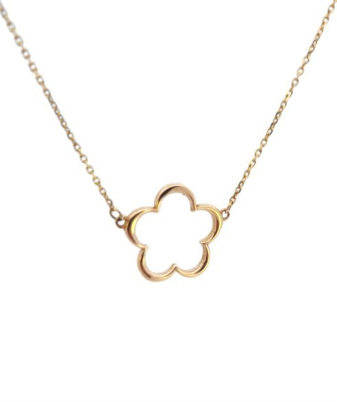 Yellow Gold Hallow Flower Shape Necklace. 18k,  2.9gr ,16"