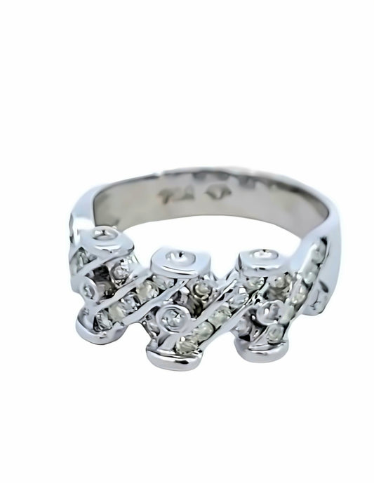 White Gold Wide Swirl Diamond Band. 18k, 4.5gr, TDW: 0.68ct. SI, GH
