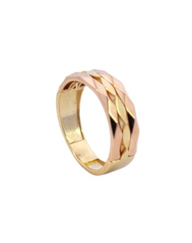 Yellow Gold Wide Two-tone Patterned Band. 18k, 5.2gr