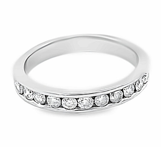 White Gold Channel Setting Diamond Band with 13 Round Diamond , 10k, 2.2gr, TDW: 0.4ct, SI, GH