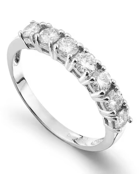 White Gold 7 Diamonds Band. 18k, 2.1gr, 1.05ct, VS1-2, E-F