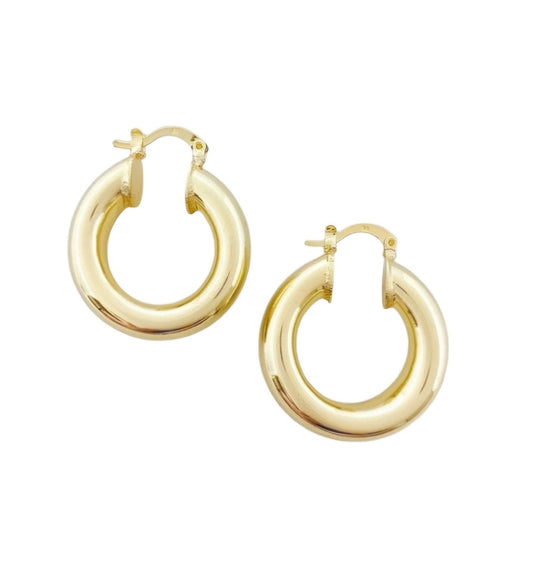 Yellow Gold Loop Earrings. 18k, 3.67gr, 18mm, Thickness: 3.2mm