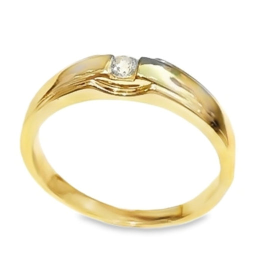 Yellow Gold Solitaire Diamond Ring. 18k, 3.27gr, 0.1ct, VS2, G