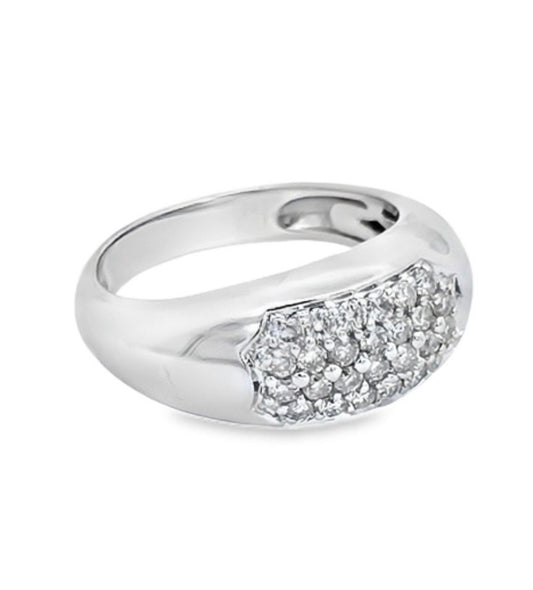 White Gold Pavé Diamond Ring. 18k, 6.5gr, TDW:0.50ct, SI, GH