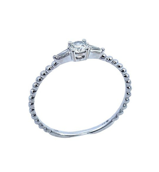 White Gold Stackable Solitaire Diamond Ring. 18k, 1.07gr, TDW: 0.23ct, SI GH
