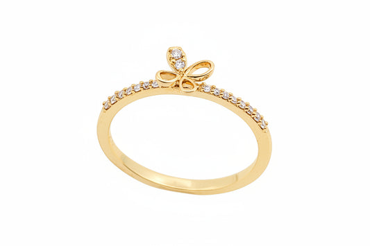 Yellow Gold Butterfly Diamond Ring. 14k, TDW:0.18ct