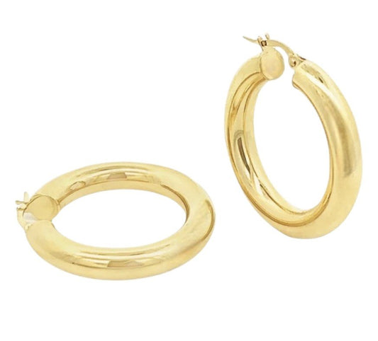 Yellow Gold Small Size Hoop Earrings. 18k, 1.45gr, 15mm, 2.7mm
