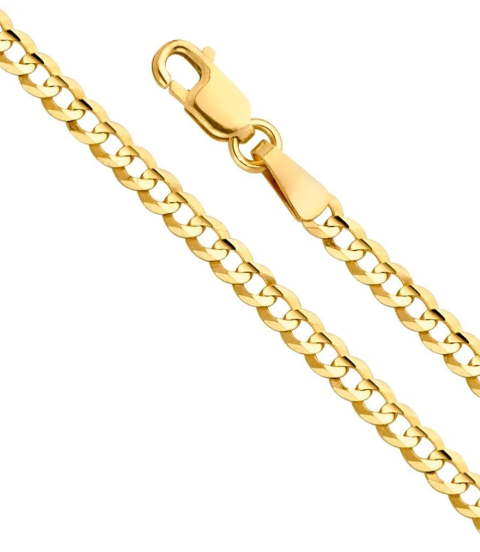 Yellow Gold Curb Chain Necklace, 10k, 22 Inches