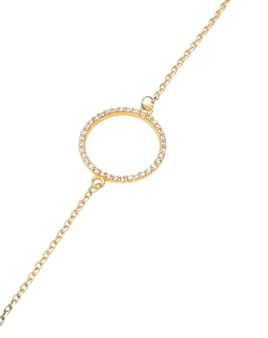 Yellow Gold CZ Circle Bracelet with Extension. 18k, 2.03gr, 7"