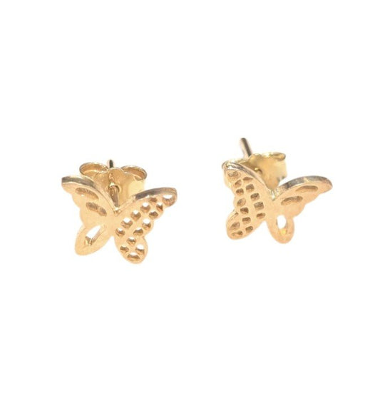 Yellow Gold Butterfly Stud Earrings. 18k, 1.5gr