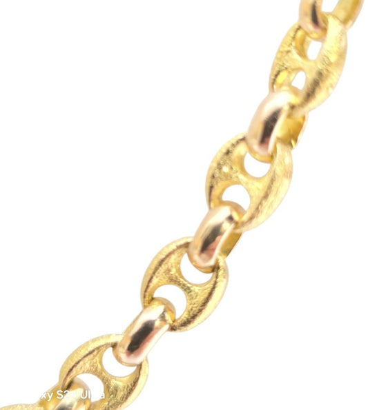 Yellow Gold Solid Matte-Shinny Heavy Gucci Style Chain Necklace. 18k, 105.8gr, 29"