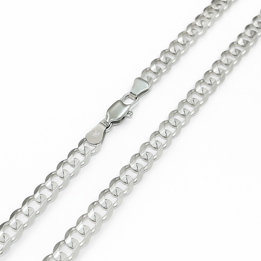 White Gold Solid Cuban Curb Chain. 18k, 22.6gr, 24"