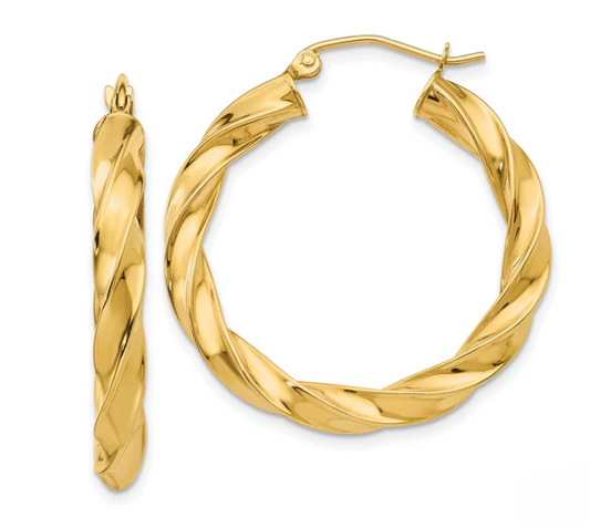 Yellow Gold Twisted Earrings, 18k, 1.46gr