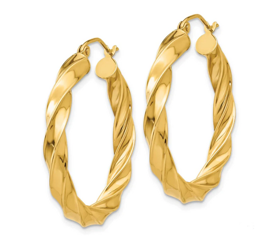 Yellow Gold Twisted Earrings, 18k, 1.46gr