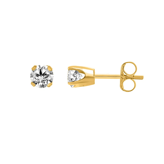 Yellow Gold Natural Diamond Stud Earrings. 18K TDW: 0.56ct VS FG.