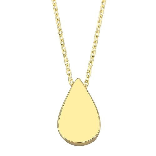 Yellow Gold Necklace with one Tear Drop, 18k, 16 Inches, 2.37gr