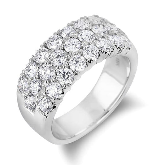 White Gold Three Row Diamond Anniversary Ring. 18k, 4.8gr, TDW: 0.5ct,  SI, GH