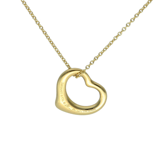 Tiffany Gold Elsa Peretti Open Heart Pendant. Resell. 18k, 16"