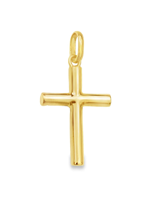 Yellow Gold Round Tube Cross Pendant. 18k, 2.9gr