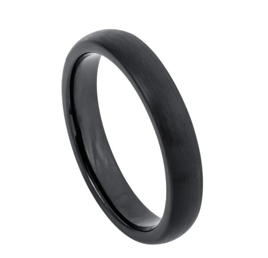 Tungsten Wedding Band, Domed Brush, Comfort Band, 4mm