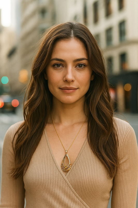 Two Tone Yellow and White Gold Filigree Teardrop Pendant, 10k, 1.13gr