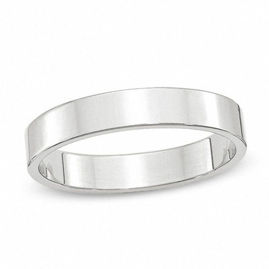 White Gold Flat Wedding Band 14k, 3mm, Size: 5 3/4