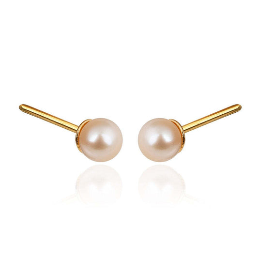 Stud Pearl Earrings with Yellow Gold , 18k